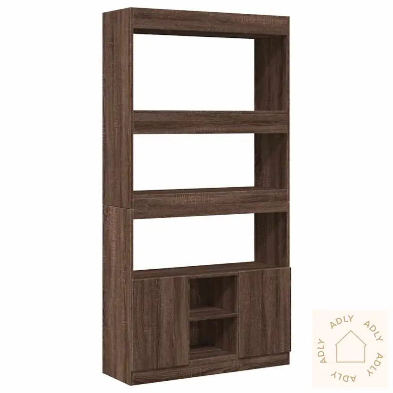 Highboard Brun Eik 92X33X180 Cm Konstruert Tre