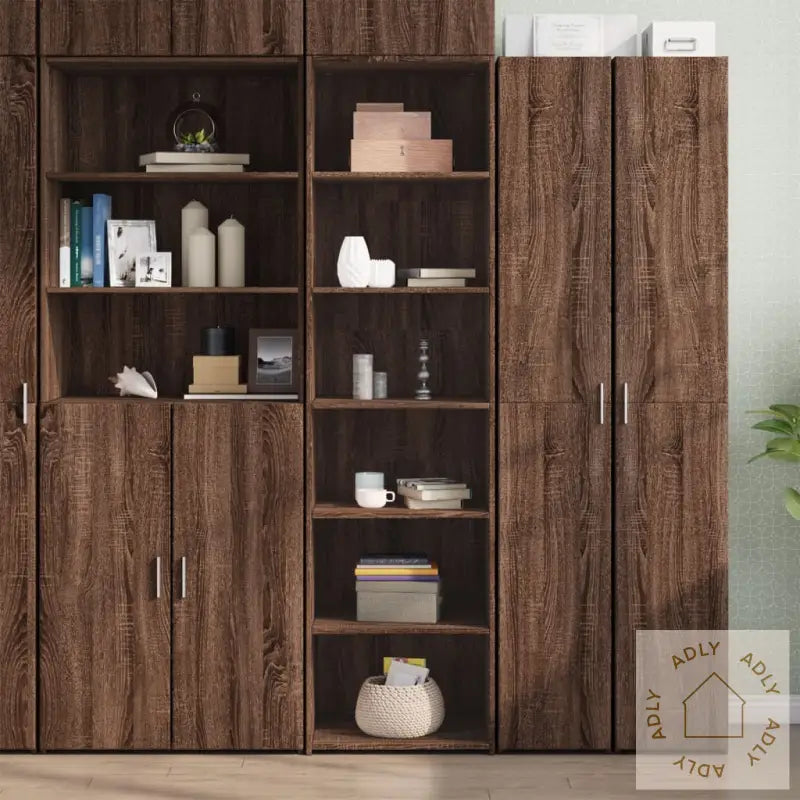 Highboard Brun Eik 50X41X185 Cm Konstruert Tre