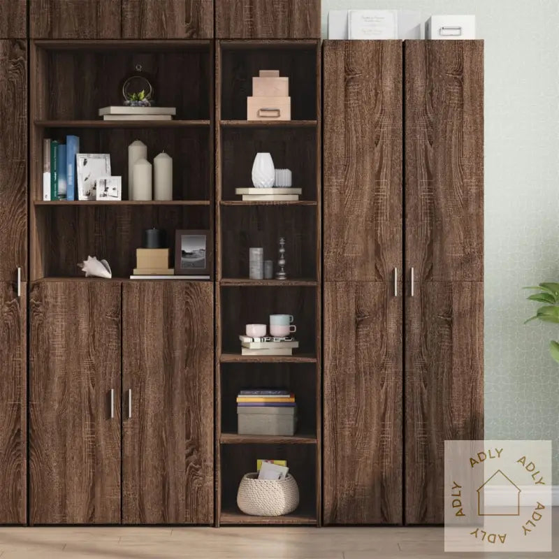 Highboard Brun Eik 40X41X185 Cm Konstruert Tre