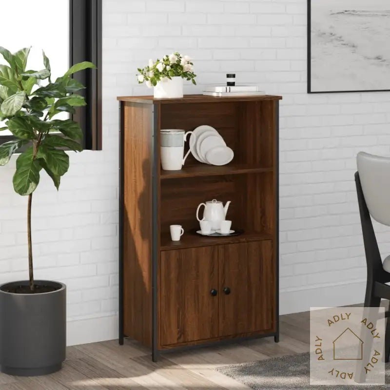 Highboard Brun Eik 62X32X103,5 Cm Konstruert Tre