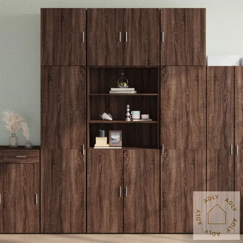 Highboard Brun Eik 80X42,5X249 Cm Konstruert Tre
