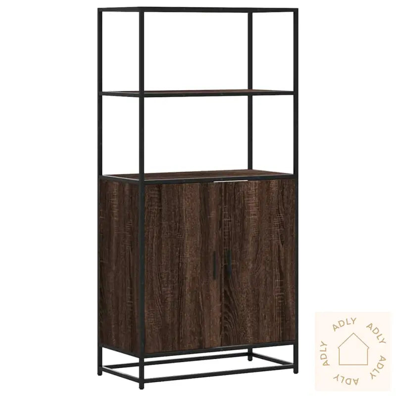 Highboard Brun Eik 68X35X139 Cm Konstruert Tre Og Metall