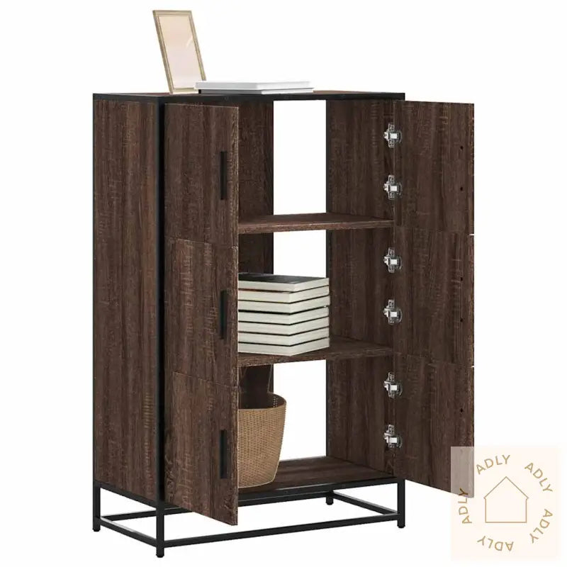 Highboard Brun Eik 68X35X106,5 Cm Konstruert Tre Og Metall