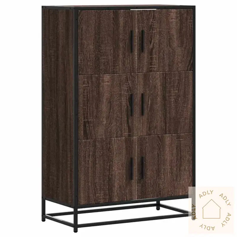 Highboard Brun Eik 68X35X106,5 Cm Konstruert Tre Og Metall
