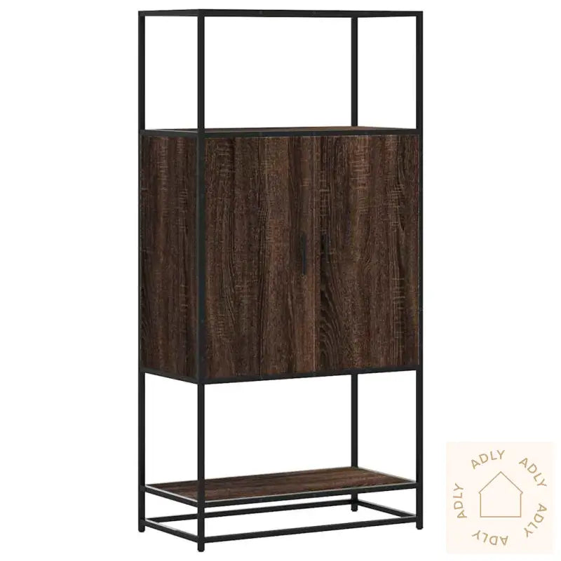 Highboard Brun Eik 68X35X139 Cm Konstruert Tre Og Metall