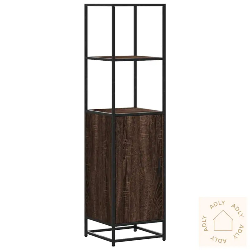 Highboard Brun Eik 35,5X35X139 Cm Konstruert Tre Og Metall