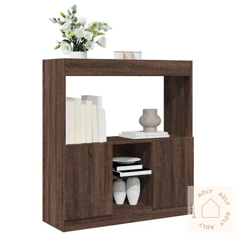Highboard Brun Eik 92X33X100 Cm Konstruert Tre