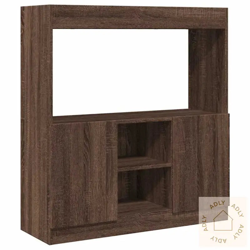 Highboard Brun Eik 92X33X100 Cm Konstruert Tre