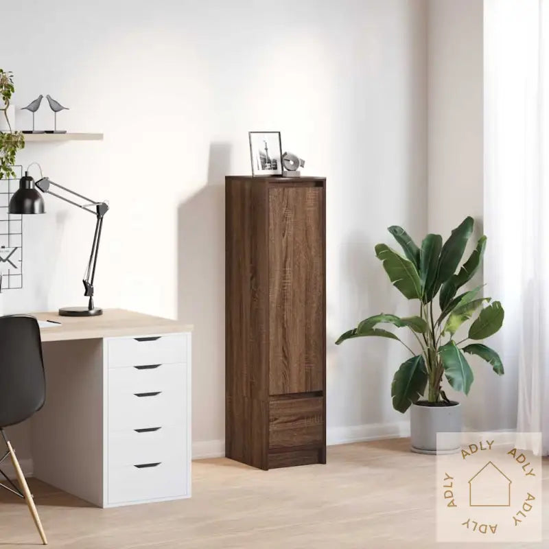Høybord Brun Eik 29,5X34X119,5 Cm Konstruert Tre