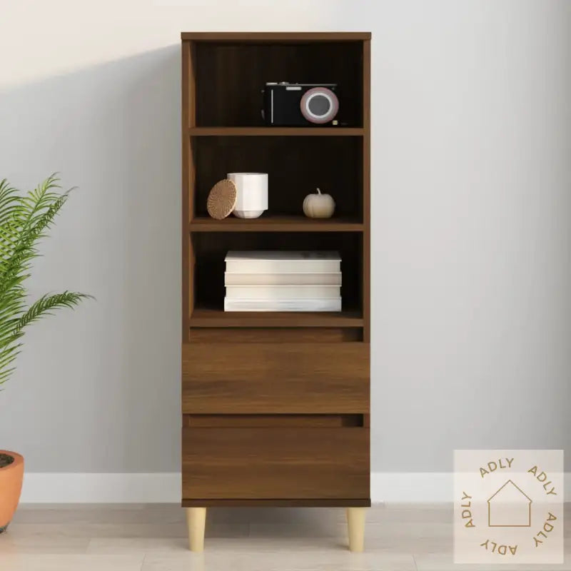 Highboard Brun Eik 40X36X110 Cm Konstruert Tre