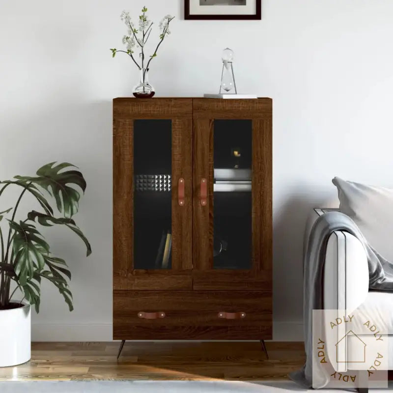 Highboard Brun Eik 69,5X31X115 Cm Konstruert Tre
