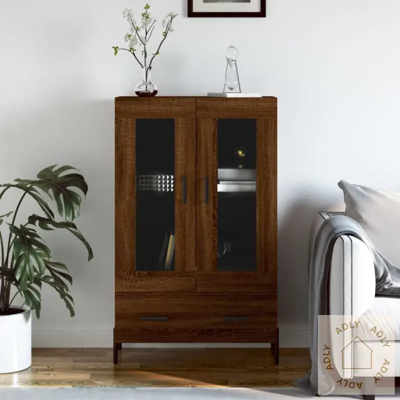 Highboard Brun Eik 69,5X31X115 Cm Konstruert Tre