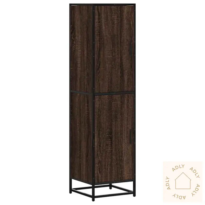 Highboard Brun Eik 35,5X35X139 Cm Konstruert Tre Og Metall