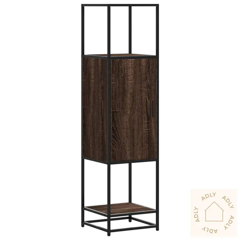 Highboard Brun Eik 35,5X35X139 Cm Konstruert Tre Og Metall