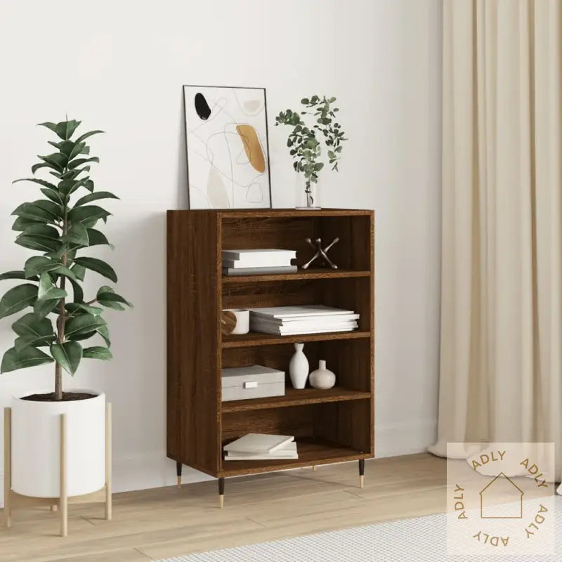 Highboard Brun Eik 57X35X90 Cm Konstruert Tre