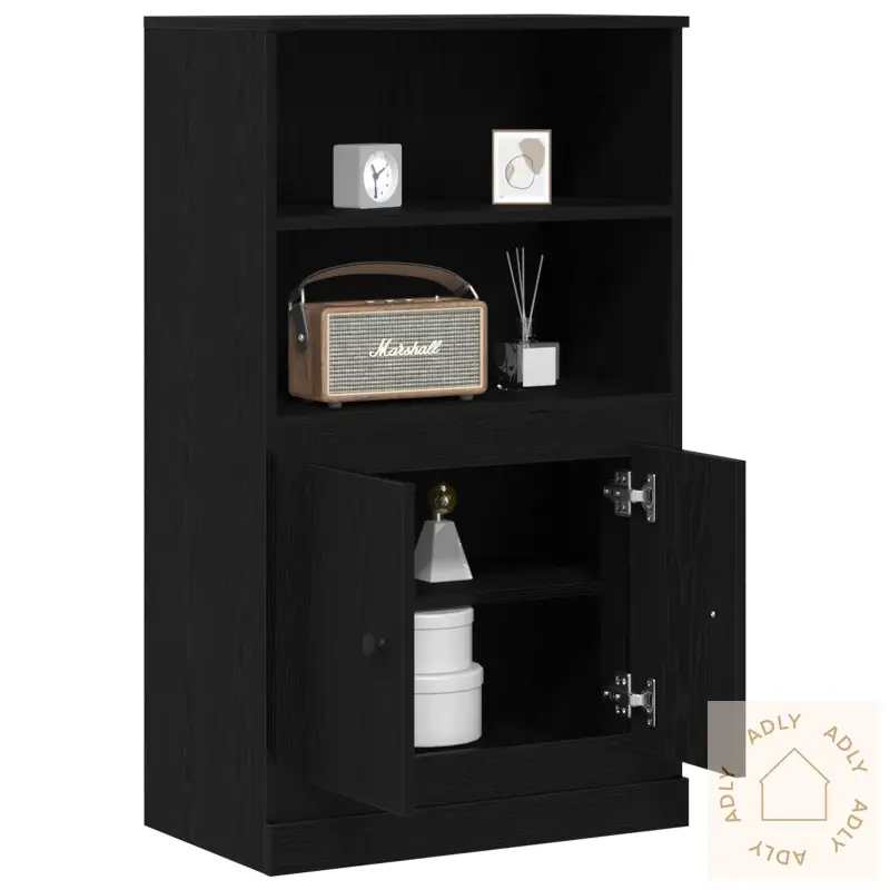 Highboard Svart Eik 60X35.5X103.5 Cm Konstruert Tre