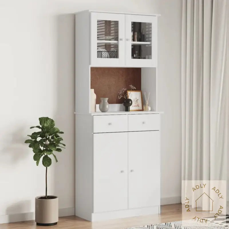 Highboard Alta Hvit 77X35X188 Cm Heltre Furu