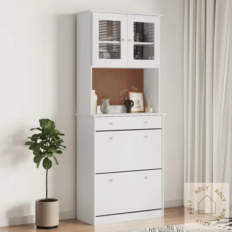 Highboard Alta Hvit 77X35X188 Cm Heltre Furu