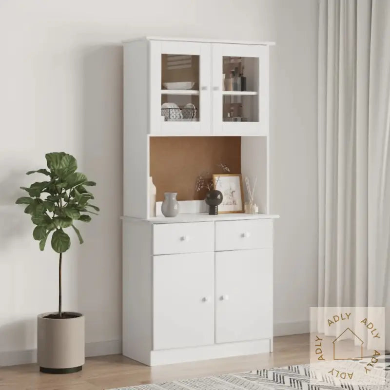 Highboard Alta Hvit 77X35X165 Cm Heltre Furu
