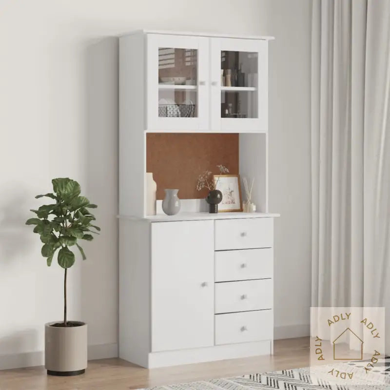 Highboard Alta Hvit 77X35X165 Cm Heltre Furu