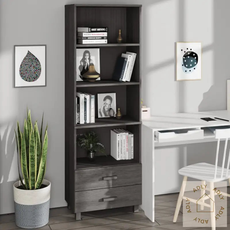 Highboard Hamar Lysegrå 60X35X180 Cm Heltre Furu