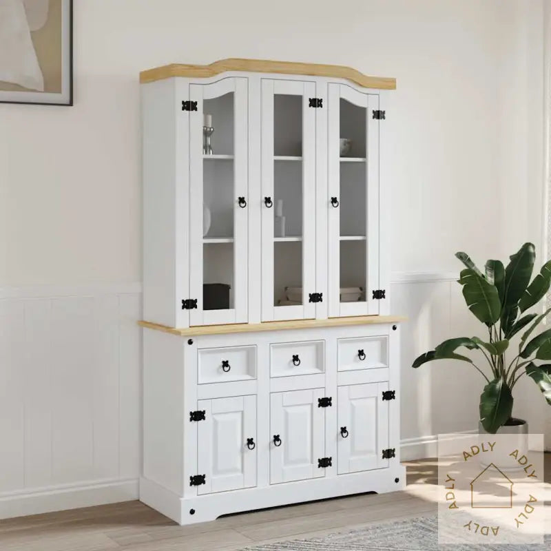 Highboard Corona Hvit 112X43X196 Cm Heltre Meksikansk Furu