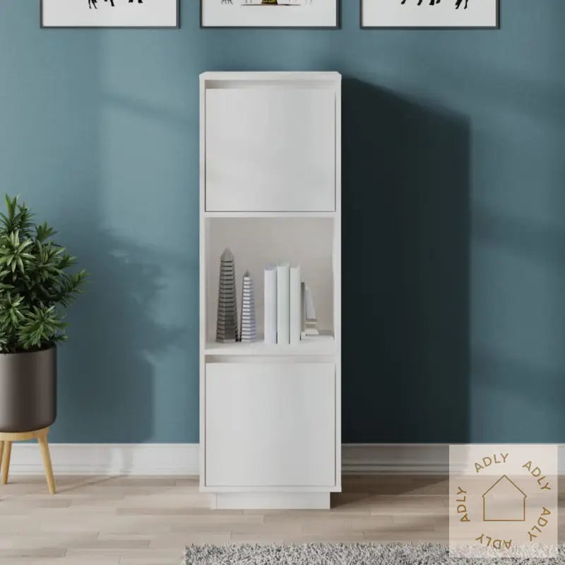 Highboard Hvit 38X35X117 Cm Heltre Furu