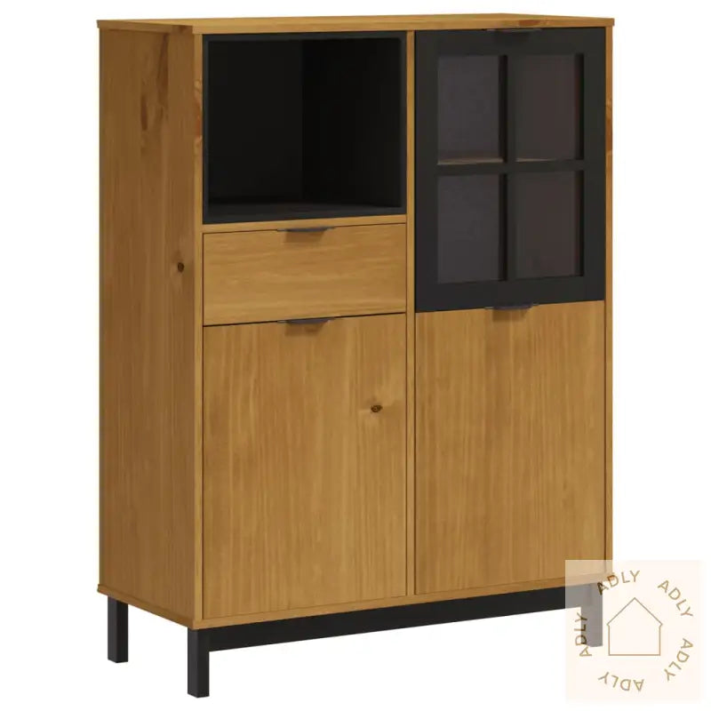 Highboard Med Glassdør Flam 92X40X122,5 Cm Heltre Furu