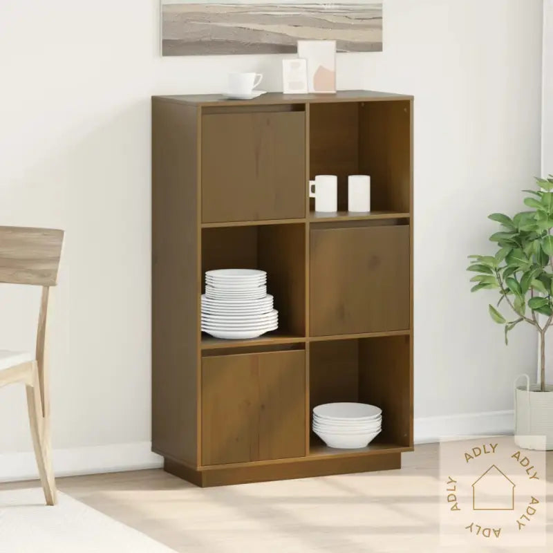 Highboard Honningbrun 74X35X117 Cm Heltre Furu