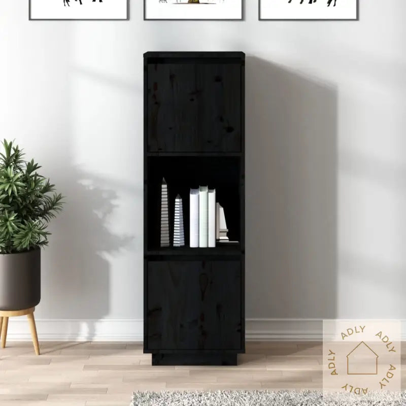 Highboard Svart 38X35X117 Cm Heltre Furu