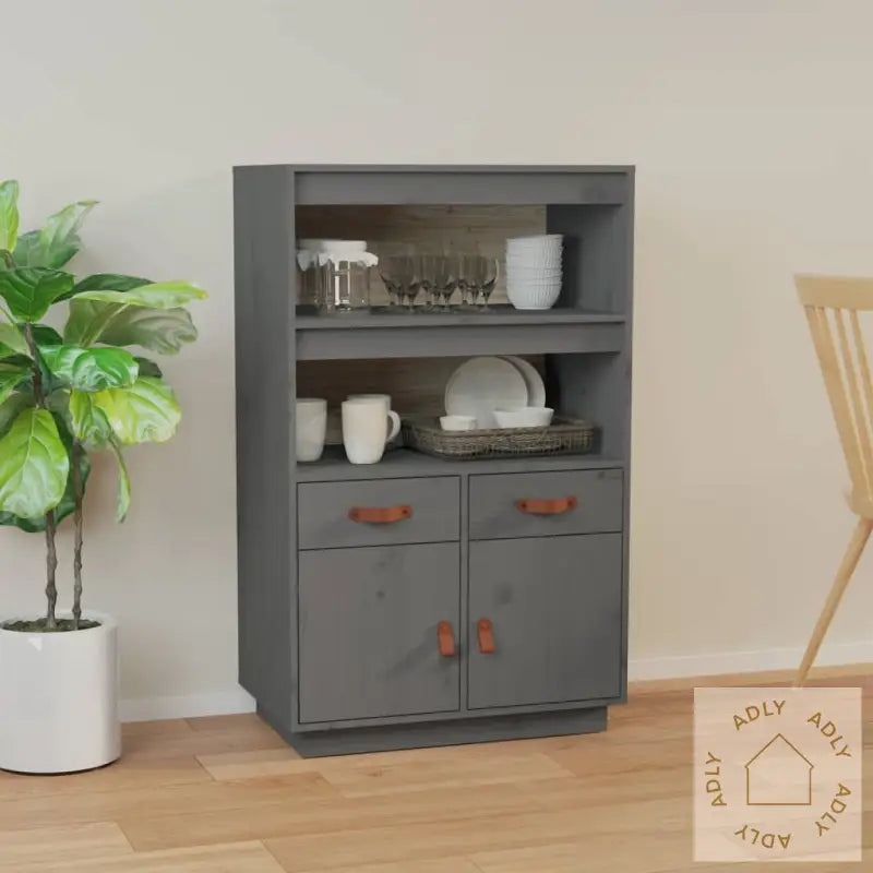 Highboard Grå 67X40X108,5 Cm Heltre Furu