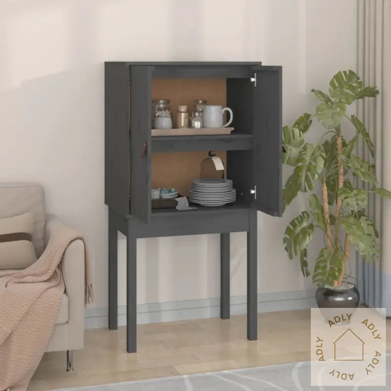 Highboard Grå 60X40X120 Cm Heltre Furu