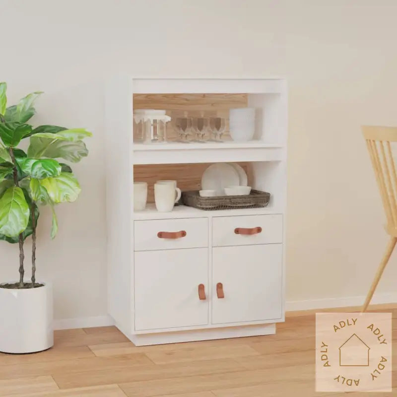 Highboard Hvit 67X40X108,5 Cm Heltre Furu