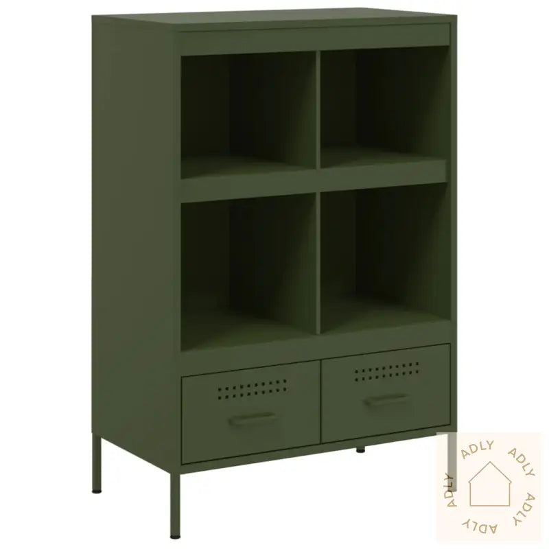Highboard Olivengrønn 68X39X101,5 Cm Stål