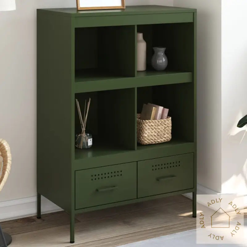 Highboard Olivengrønn 68X39X101,5 Cm Stål