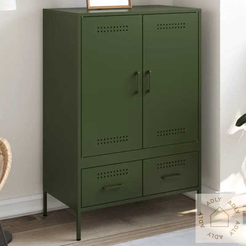 Highboard Olivengrønn 68X39X101,5 Cm Stål