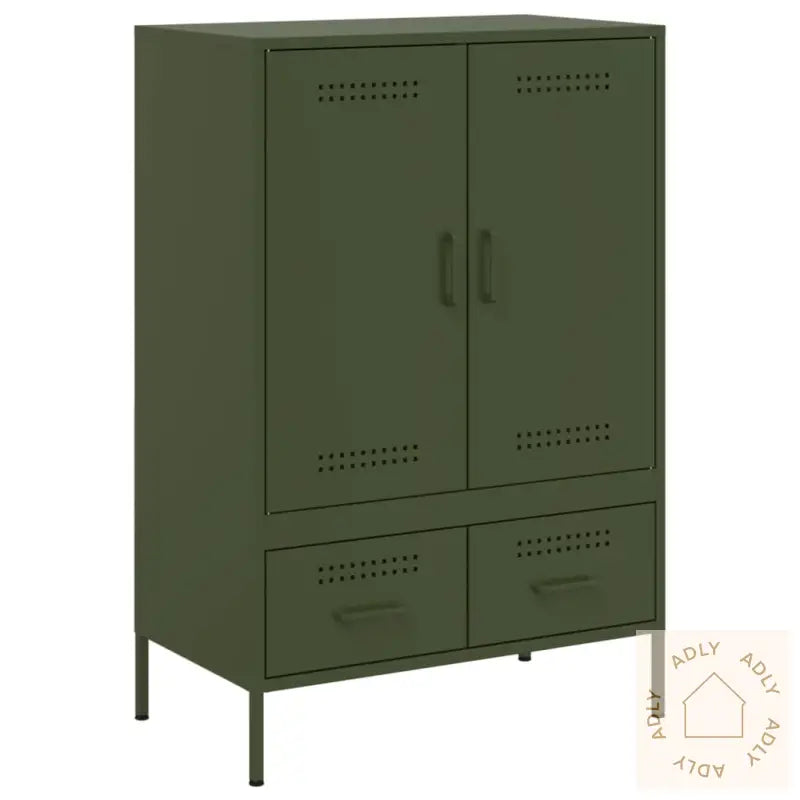 Highboard Olivengrønn 68X39X101,5 Cm Stål