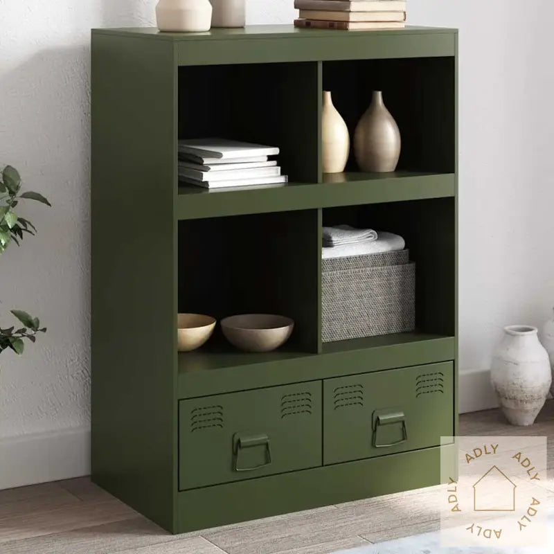 Highboard Olivengrønn 67X39X95 Cm Stål