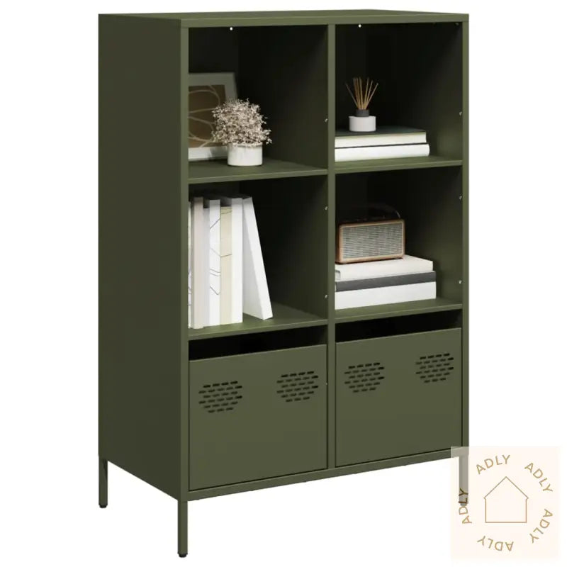 Highboard Olivengrønn 68X39X103,5 Cm Stål