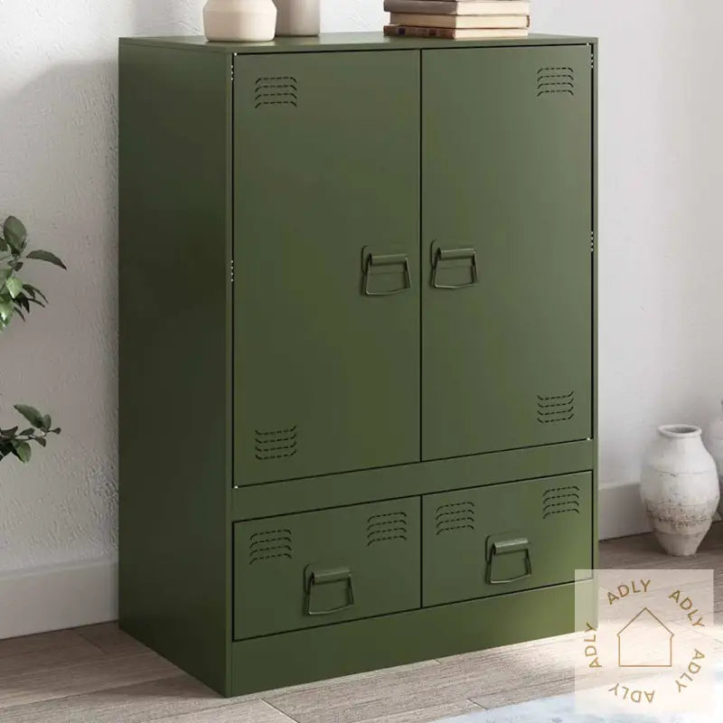 Highboard Olivengrønn 67X39X95 Cm Stål