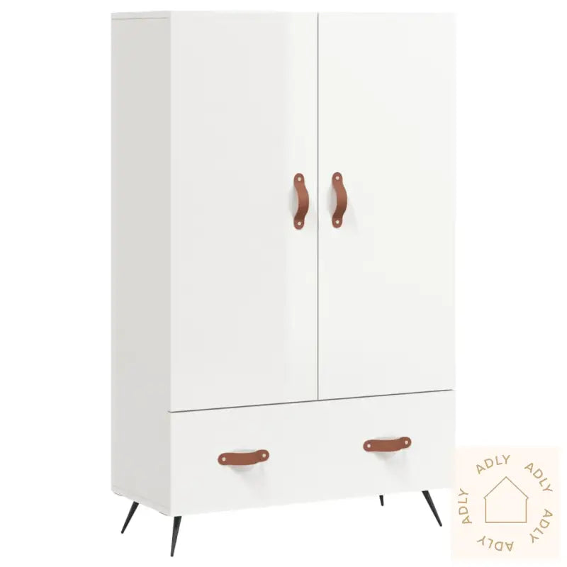 Highboard Høyglans Hvit 69,5X31X115 Cm Konstruert Tre