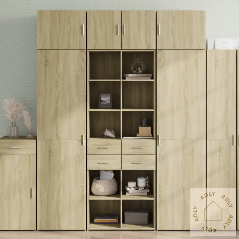 Highboard Sonoma Eik 70X42,5X185 Cm Konstruert Tre