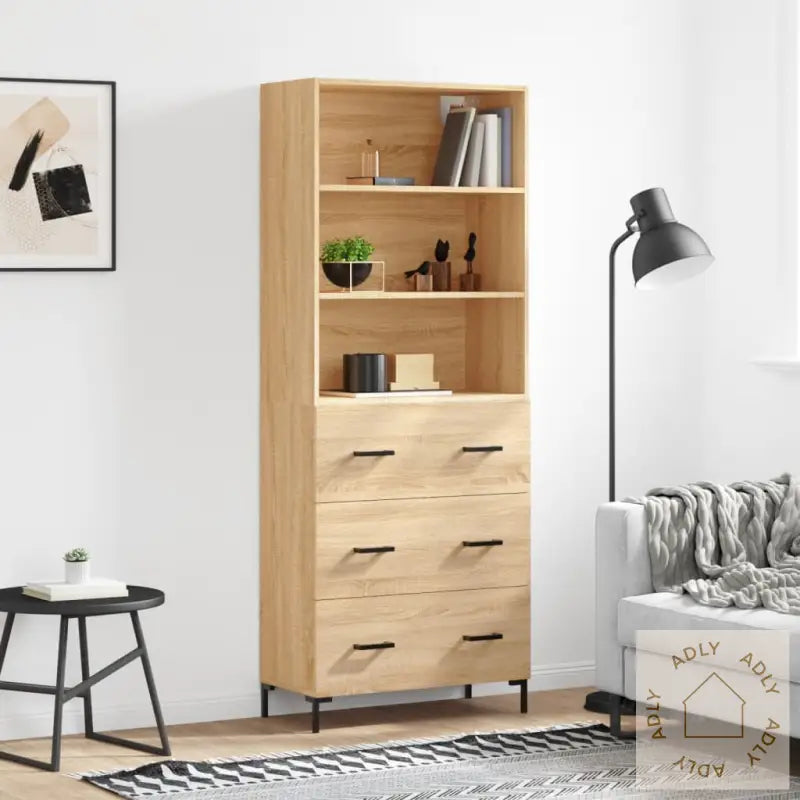 Highboard Sonoma Eik 69,5X34X180 Cm Konstruert Tre