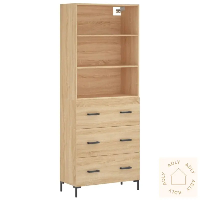 Highboard Sonoma Eik 69,5X34X180 Cm Konstruert Tre