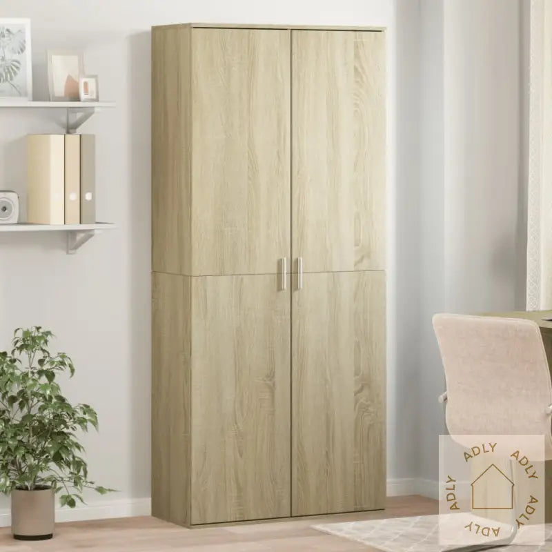 Highboard Sonoma Eik 80X35X180 Cm Konstruert Tre