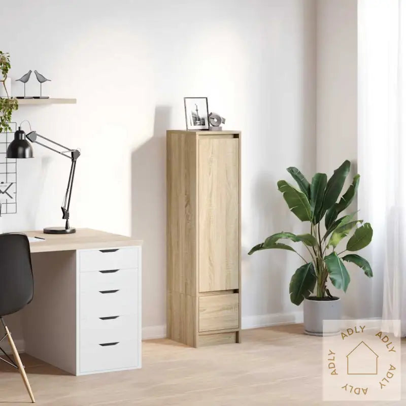 Highboard Sonoma Eik 29,5X34X119,5 Cm Konstruert Tre
