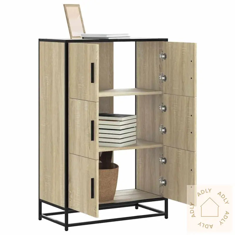 Highboard Sonoma Eik 68X35X106,5 Cm Konstruert Tre Og Metall