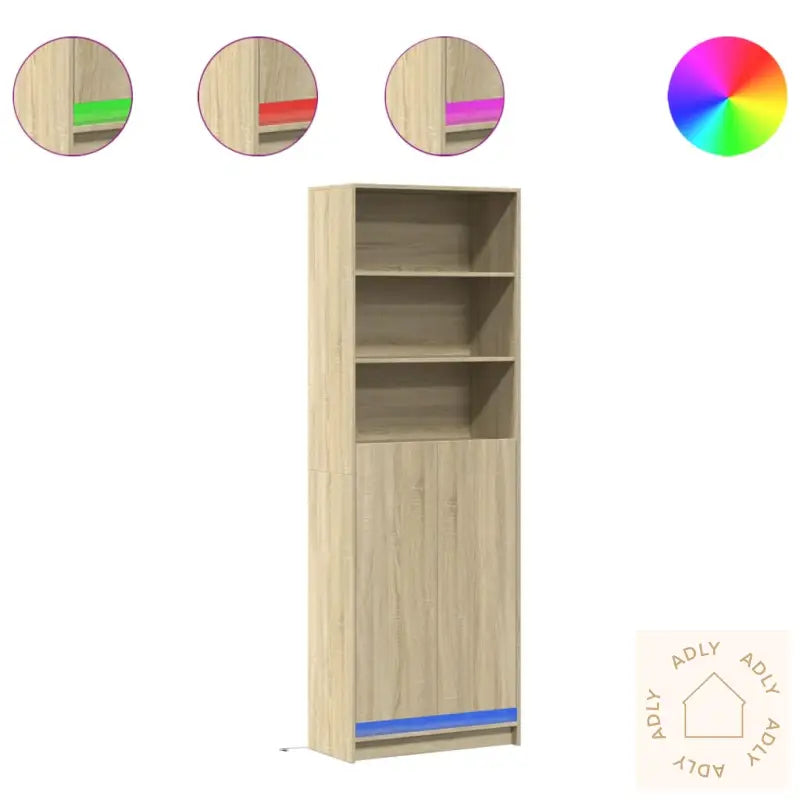 Garderobe Med Led Sonoma Eik 69X32,5X200 Cm Konstruert Tre