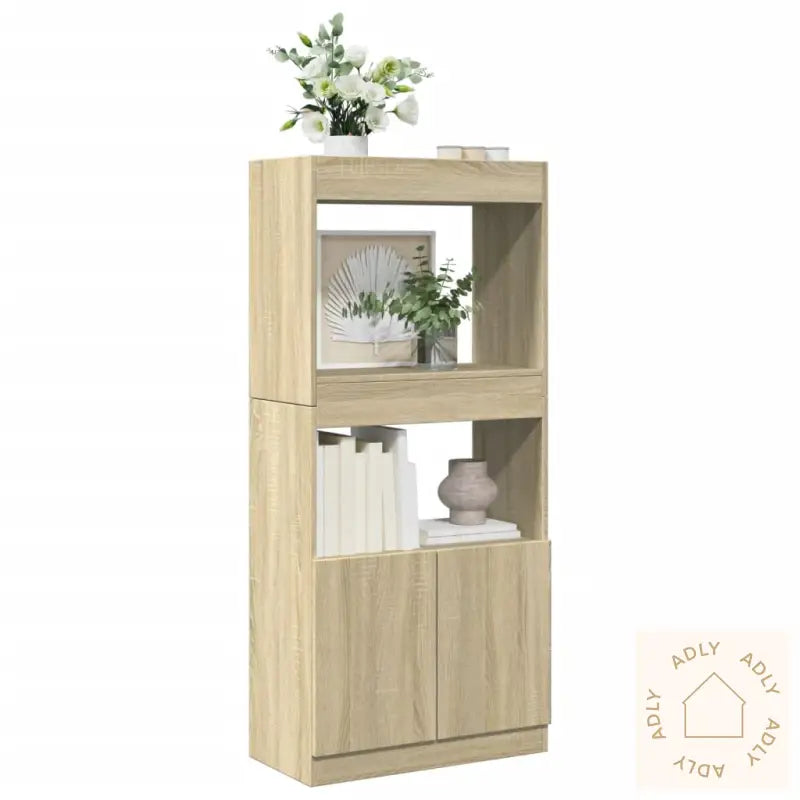 Highboard Sonoma Eik 63X33X140 Cm Konstruert Tre