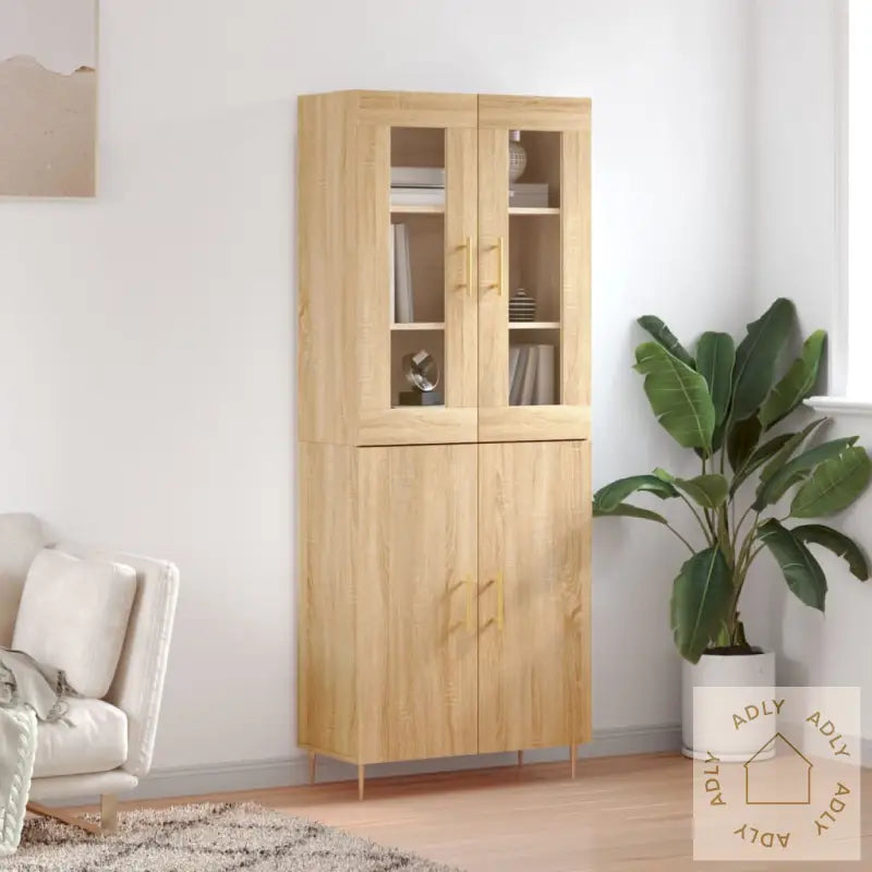 Highboard Sonoma Eik 69,5X34X180 Cm Konstruert Tre
